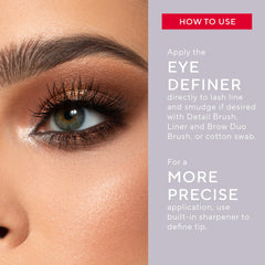 Mirabella foil eye definer built-in sharpener for crisp edges.