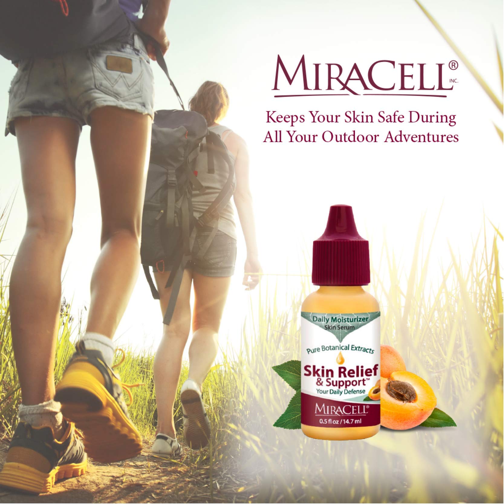 Miracell Skin Relief & Support Oil bottle features bakuchiol for improved tone and texture.