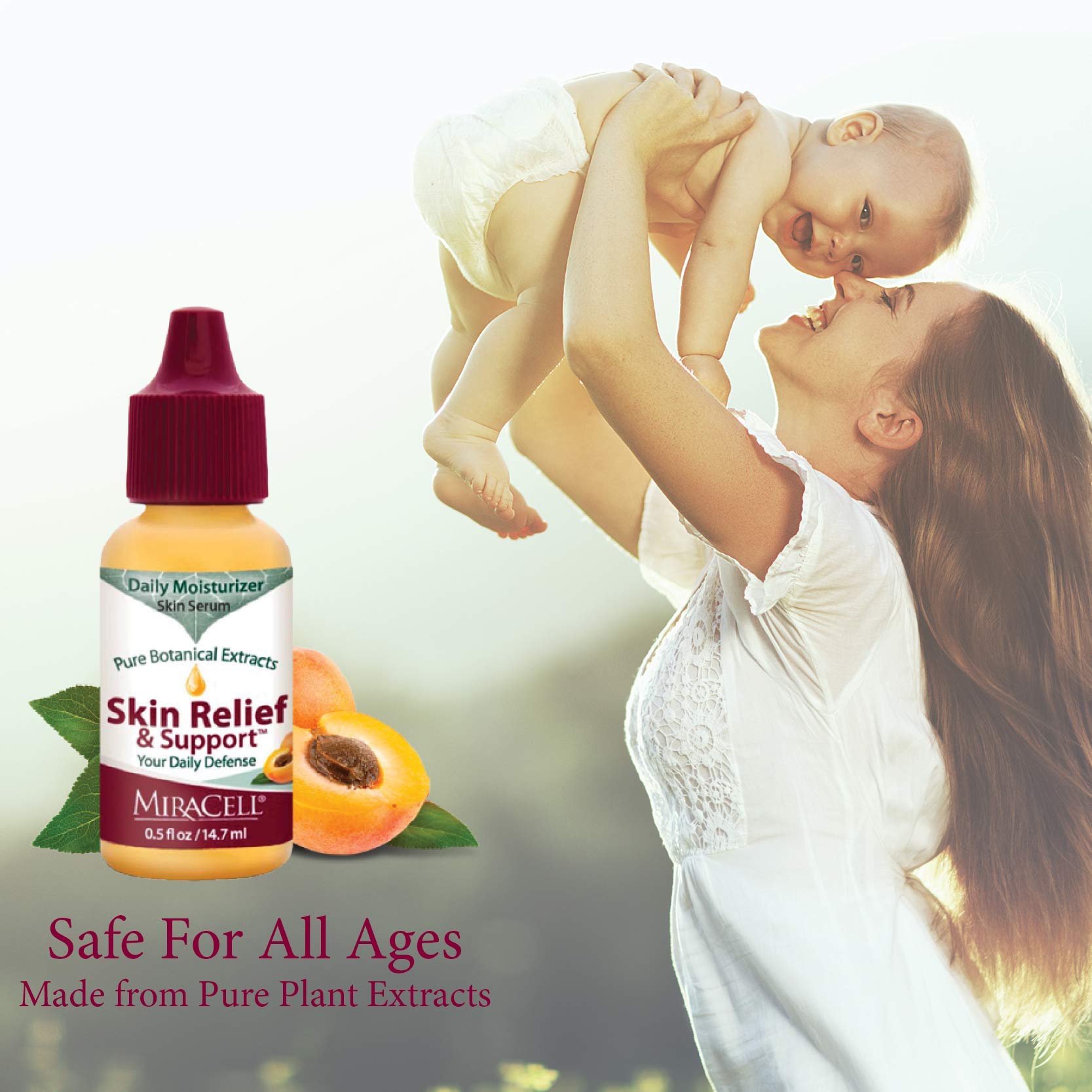 Miracell Skin Relief & Support Oil bottle contains rosehip oil for brighter, even-looking skin.