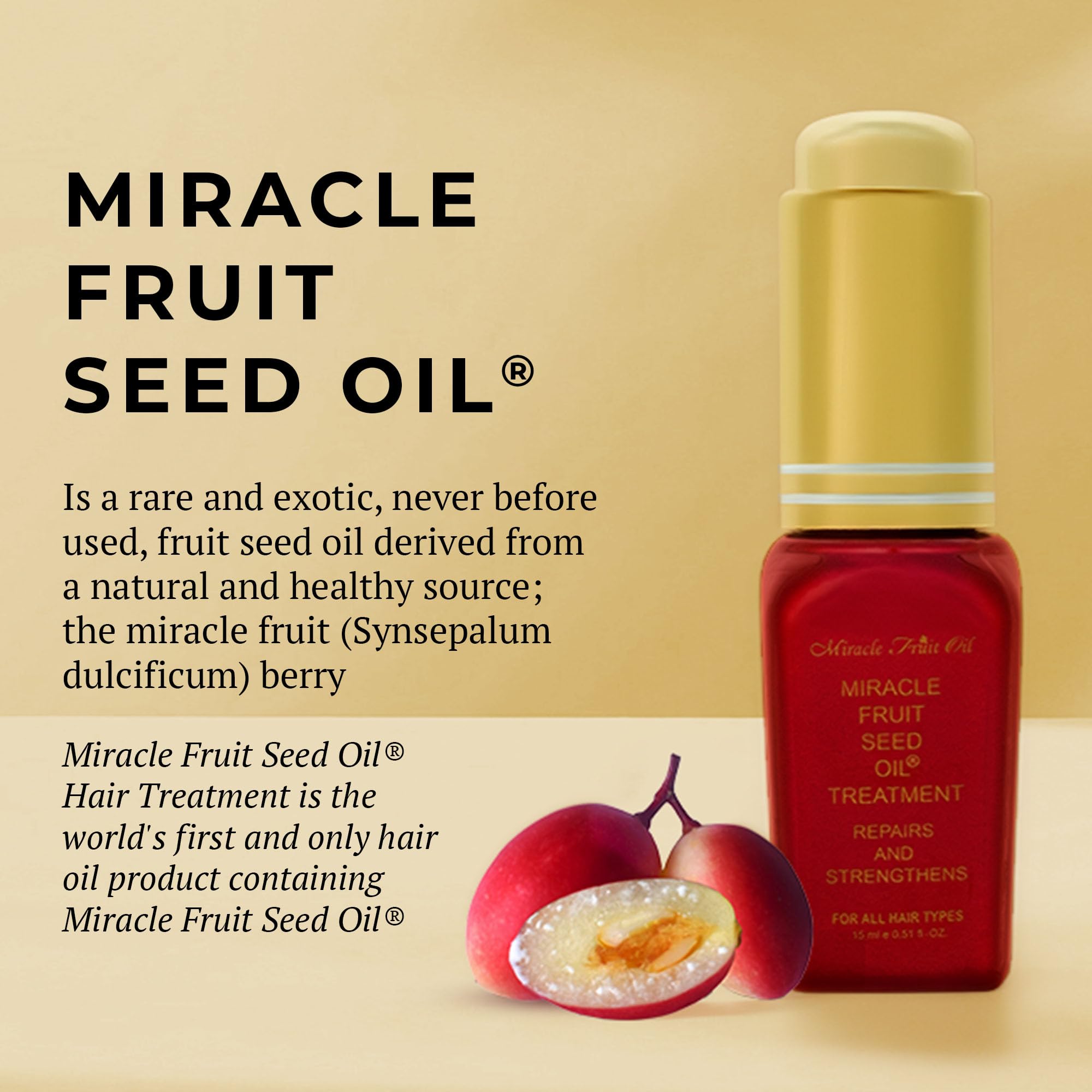 Miracle Fruit Oil for dry hair treatment on strands