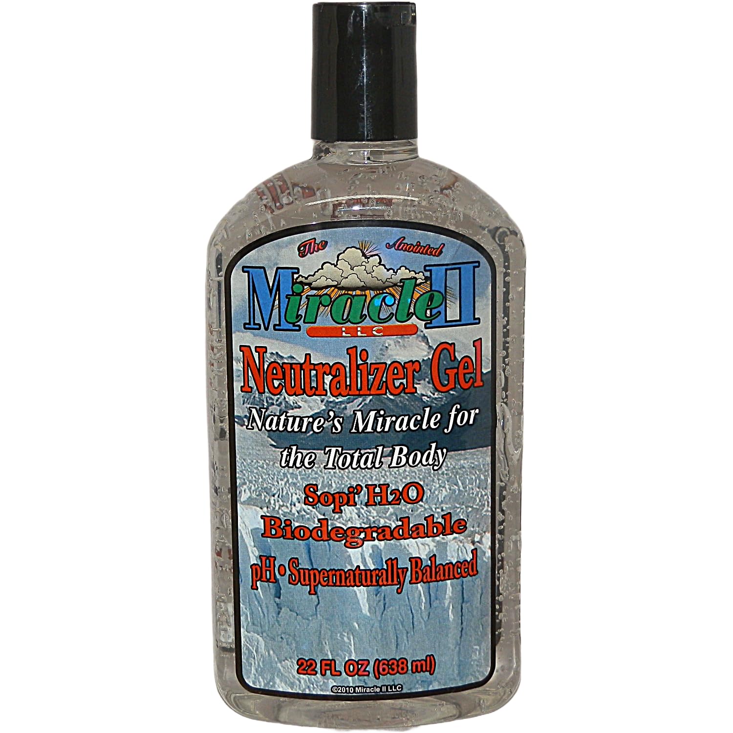 Miracle II Neutralizer Gel 22oz label close-up for natural skincare benefits