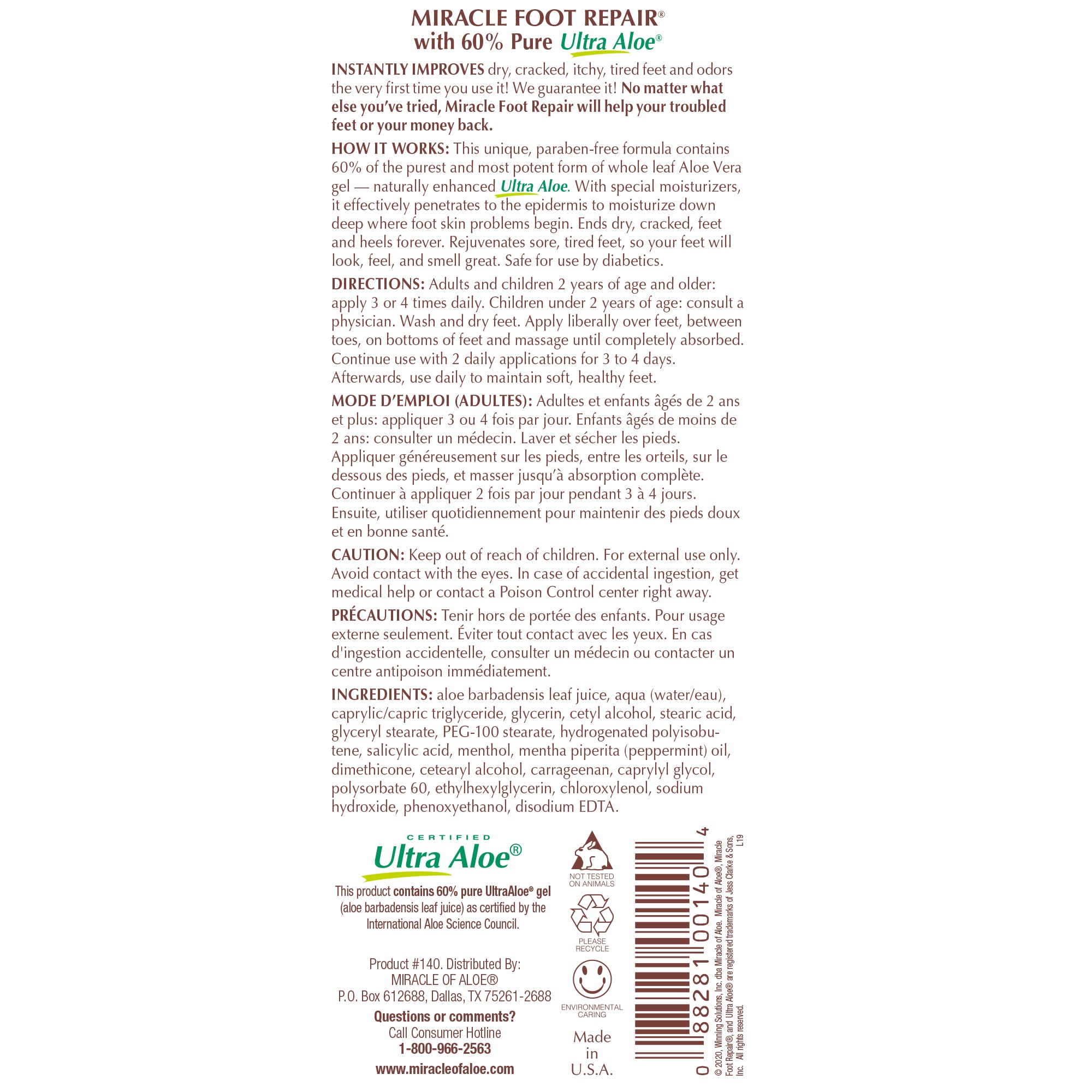 Diabetic-safe Miracle of Aloe foot care packaging illustrating everyday use.
