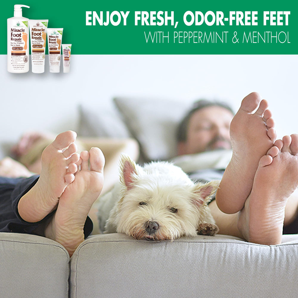 Miracle of Aloe Foot Repair Cream application on heel shows smoothing action