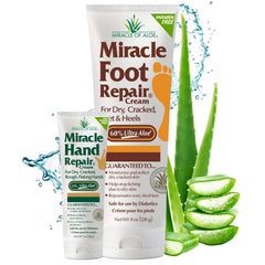 Miracle of Aloe Foot Repair Cream bottle showing deep moisturization with 60% UltraAloe.