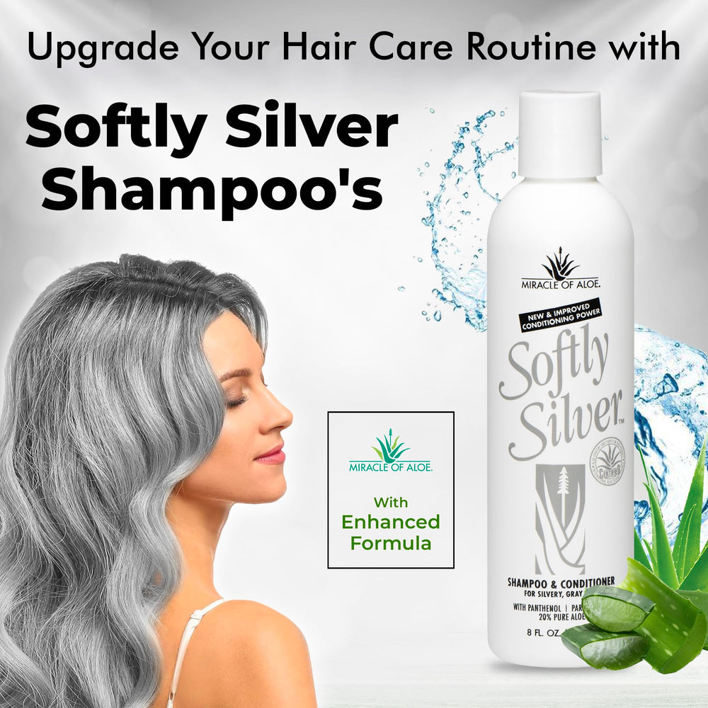 Miracle of Aloe Softly Silver hair-after-use portrait shows added bounce and body.