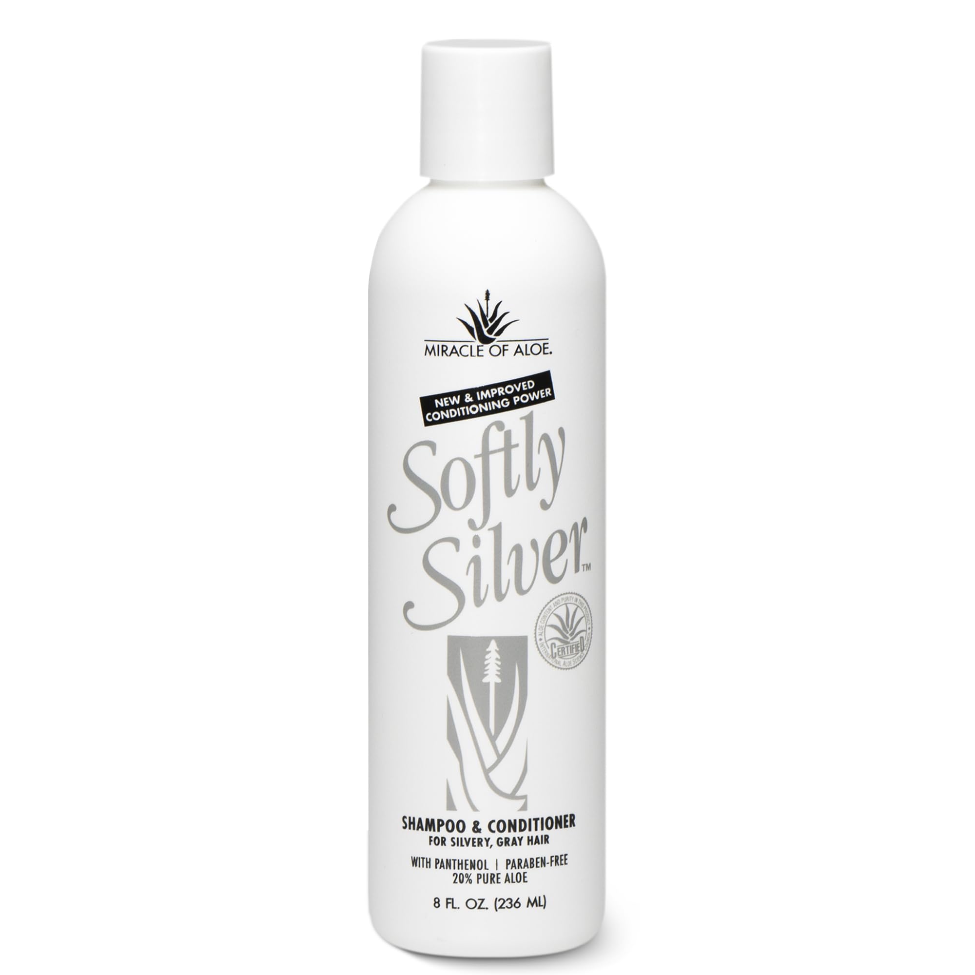 Miracle of Aloe Softly Silver packaging box conveys premium, paraben-free formula.