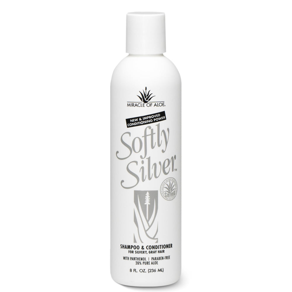 Miracle of Aloe Softly Silver packaging box conveys premium, paraben-free formula.