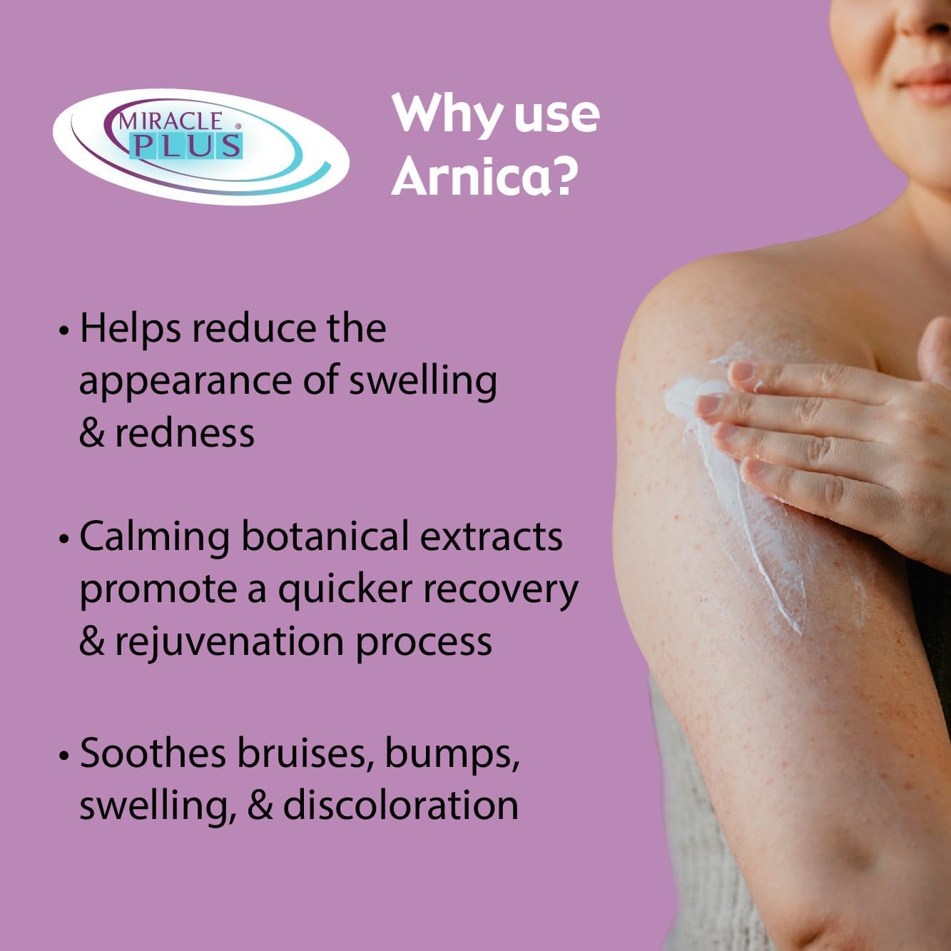 Miracle Plus Arnica Gel tube designed for bruising with quick absorption
