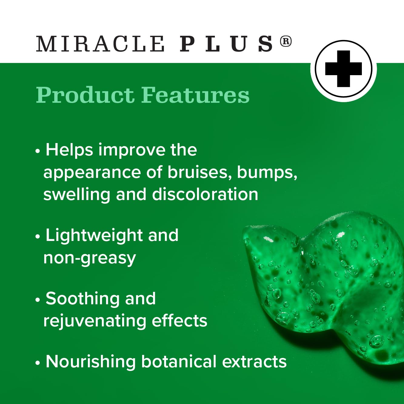 Close-up of Miracle Plus Arnica Gel ingredients panel highlighting Vitamin K.