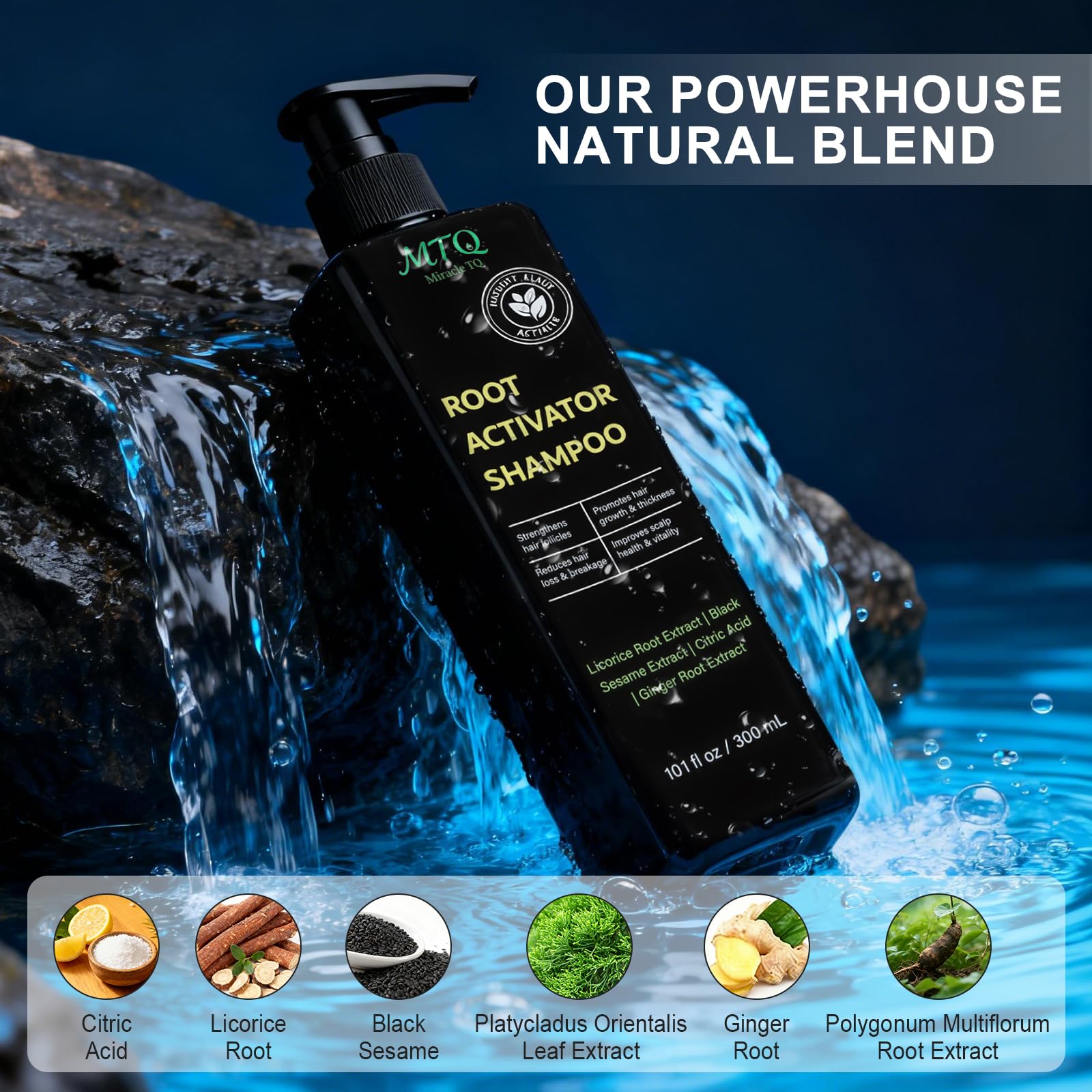 Miracle TQ Root Activator Shampoo rich foam showing sulfate-free cleanse