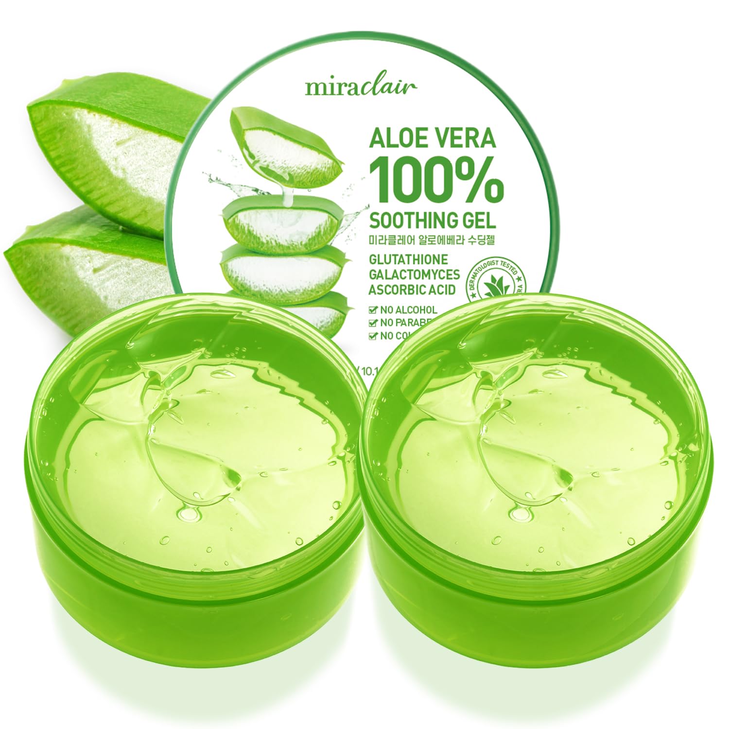 MIRACLAIR Aloe Vera Gel bottle front view for quick skin hydration
