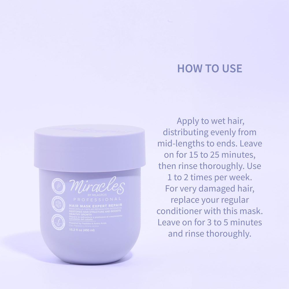 Miracles By Milagros Intensive Repair Hair Mask before and after showing strengthened strands