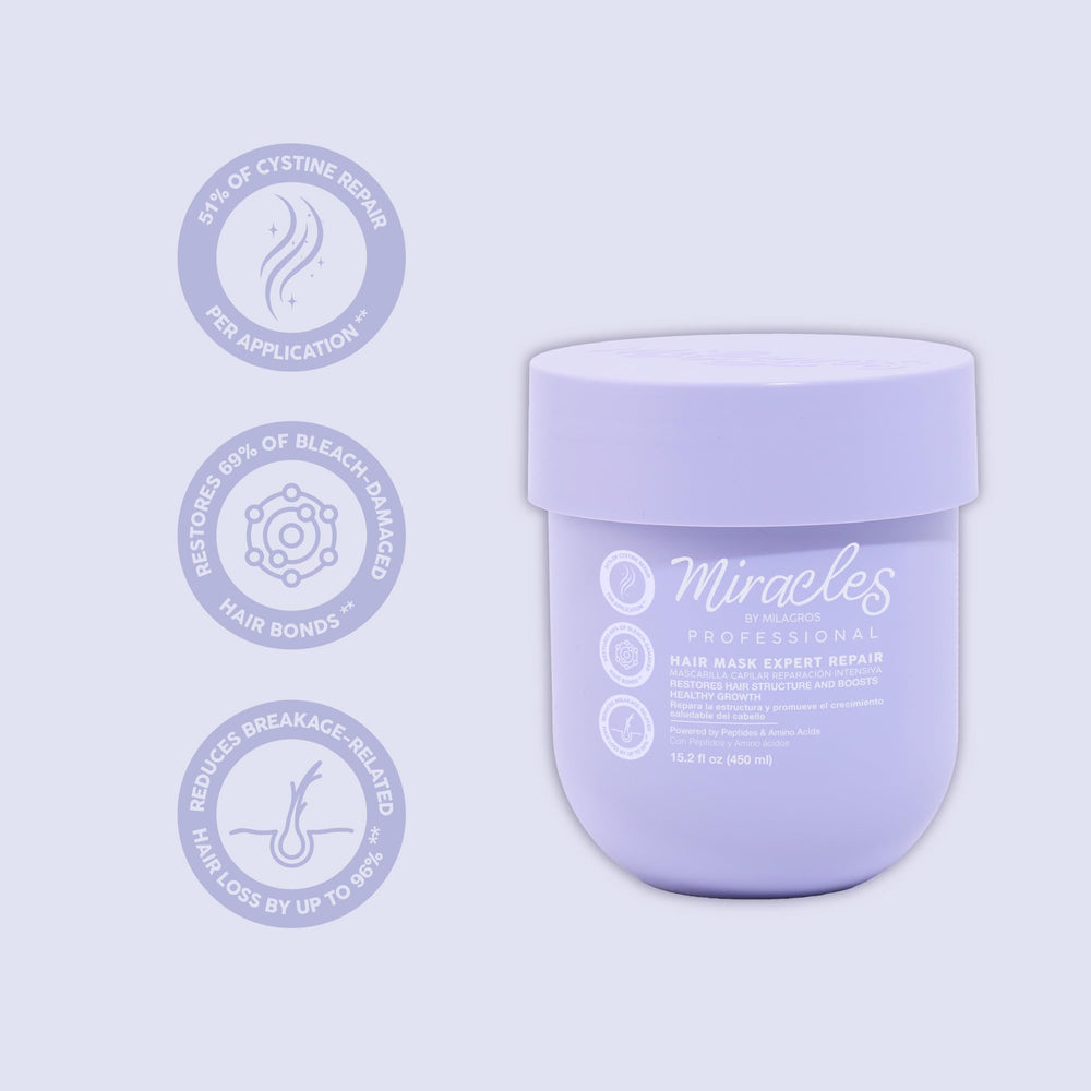 Miracles By Milagros Intensive Repair Hair Mask pump dispensing for easy salon-quality use
