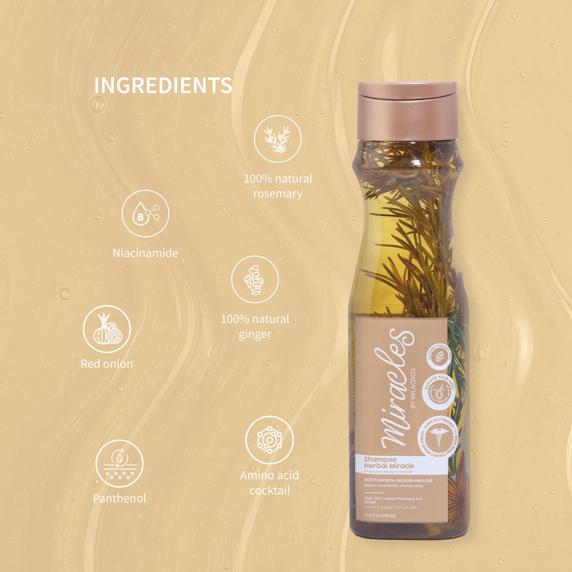 Miracles By Milagros rosemary shampoo ingredients highlight rosemary red onion and ginger