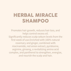 Miracles By Milagros rosemary shampoo pour demonstrating cleansing action for oily scalp