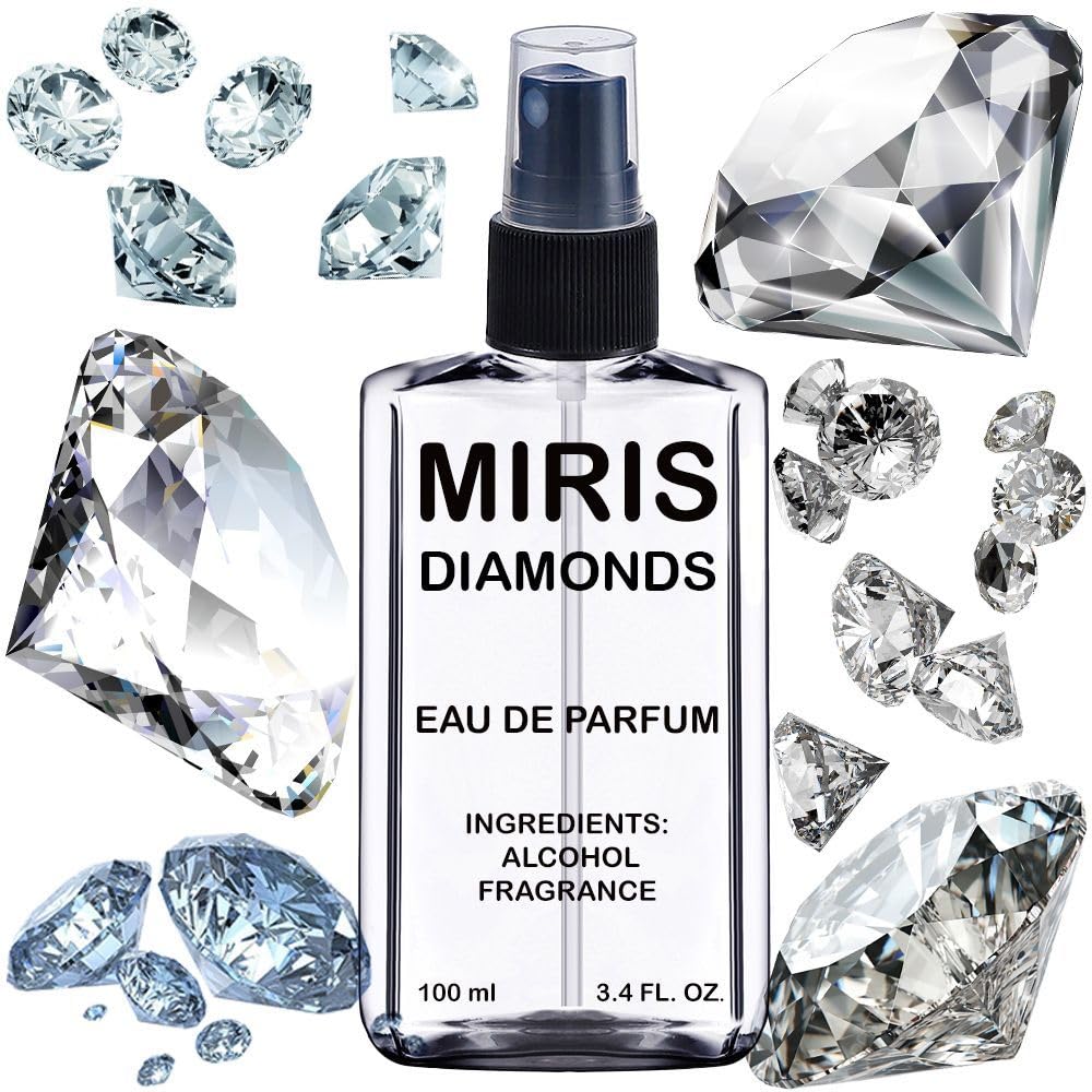 MIRIS Diamonds bottle front showing a sleek unisex fragrance presentation