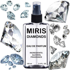MIRIS Diamonds bottle front showing a sleek unisex fragrance presentation