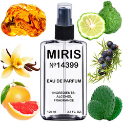 MIRIS No. 14399 bottle front view highlights elegant design and long-lasting fragrance.