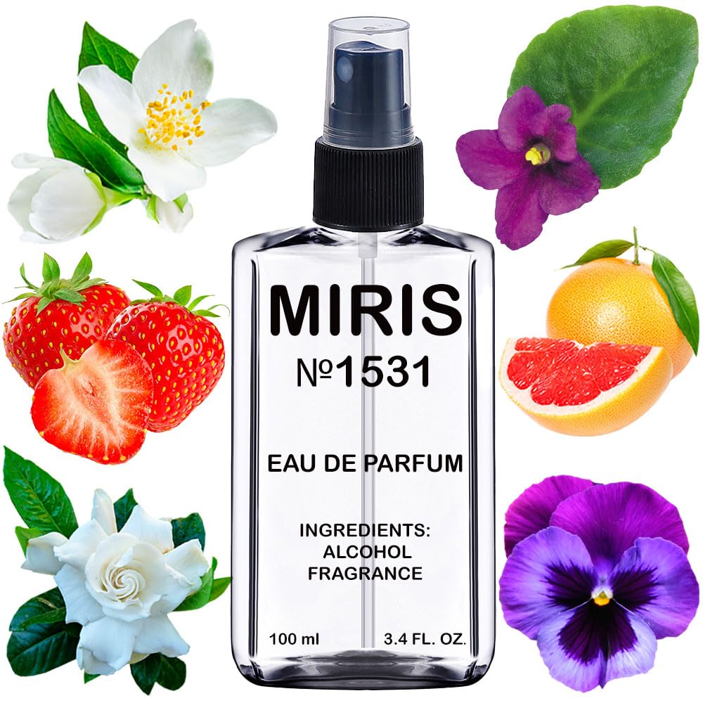 MIRIS No. 1531 bottle on vanity with daisy-inspired design for daily wear