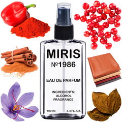 MIRIS No. 1986 bottle front view showing a bold spice-forward fragrance