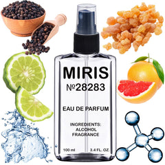 MIRIS No. 28283 bottle front view shows premium design for daily wear