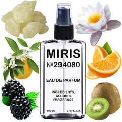 MIRIS No. 294080 bottle pour close-up, ideal for all-day floral-fruity wear.