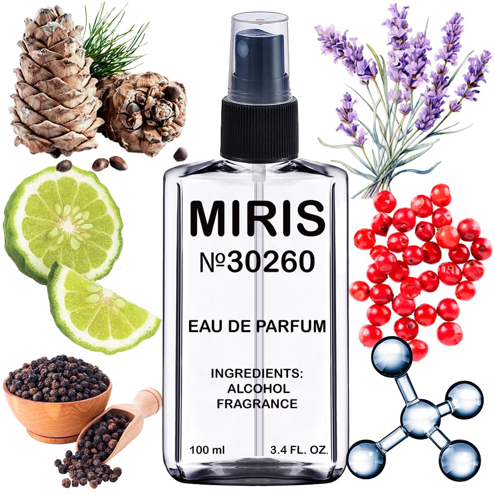 MIRIS No. 30260 bottle closeup highlights premium, long-lasting fragrance for daily wear.