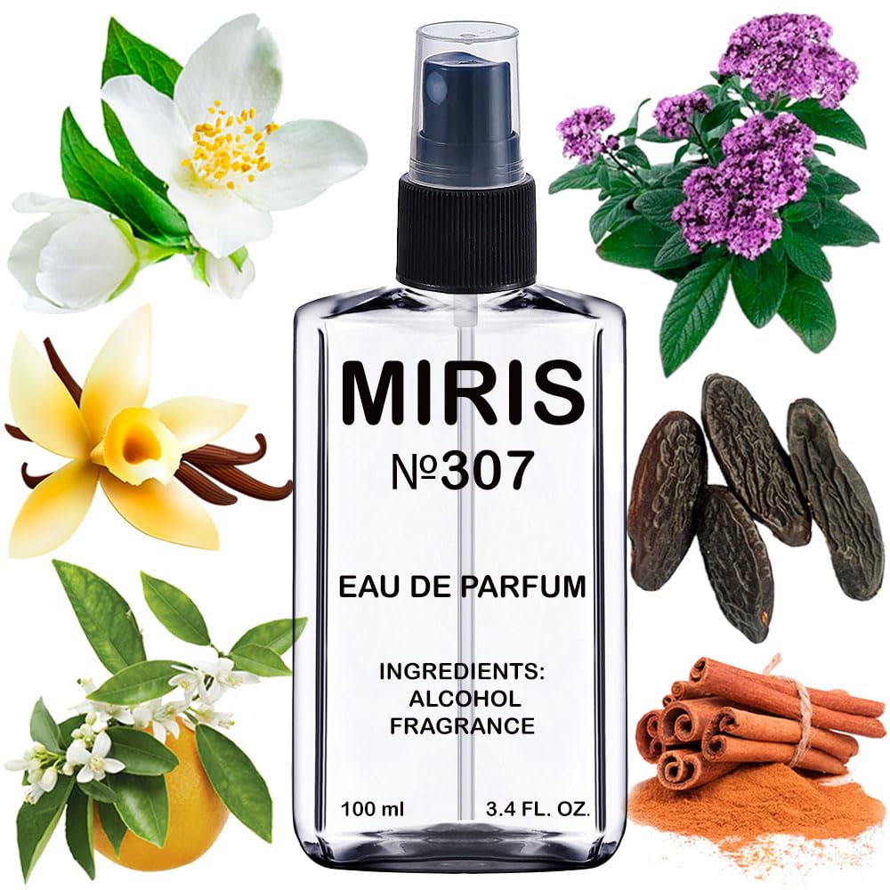 MIRIS No. 307 bottle front showing compact recyclable design for travel convenience