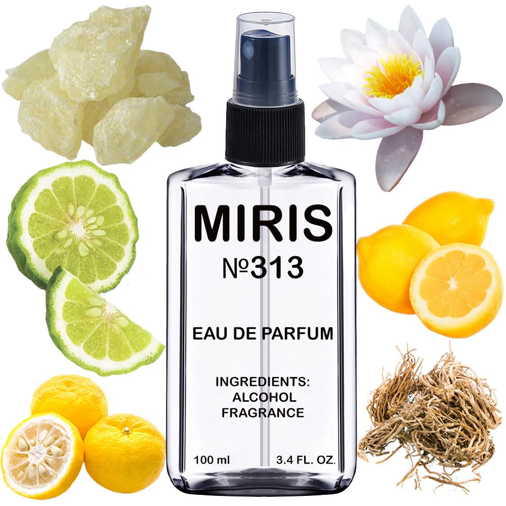 MIRIS No. 313 bottle front, premium masculine fragrance design.