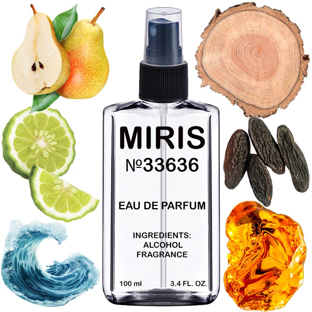 MIRIS No. 33636 fragrance bottle front with Aqua Di Gio Absolu inspiration, long-lasting scent.
