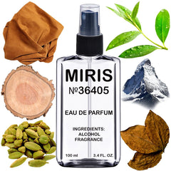 MIRIS No. 36405 Montabaco-inspired bottle front for everyday refined fragrance.