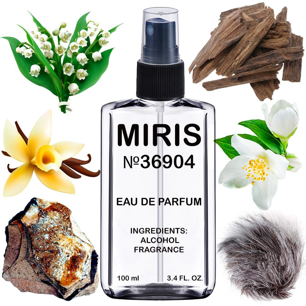 MIRIS No. 36904 bottle front view showing Dionisio-inspired design for daily wear.
