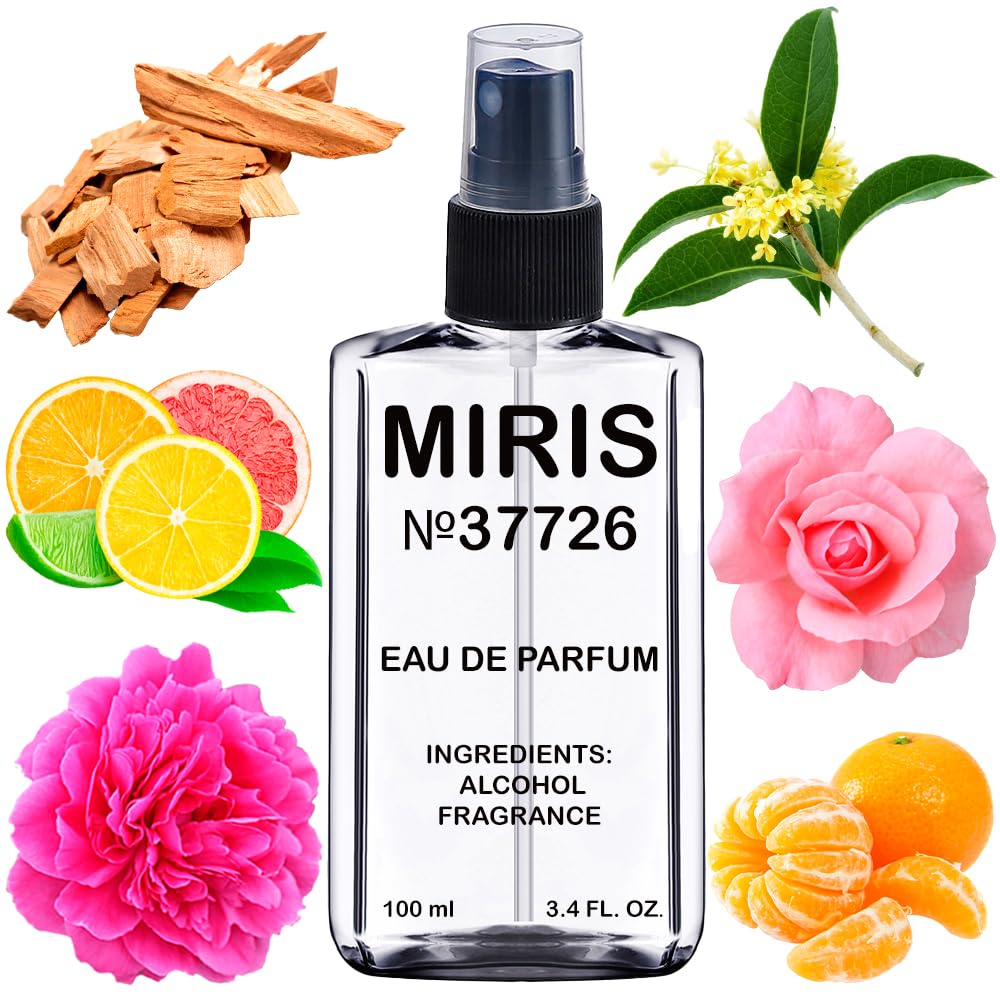 MIRIS No. 37726 bottle front highlights a floral scent in a sleek, portable design.
