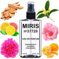 MIRIS No. 37726 bottle front highlights a floral scent in a sleek, portable design.