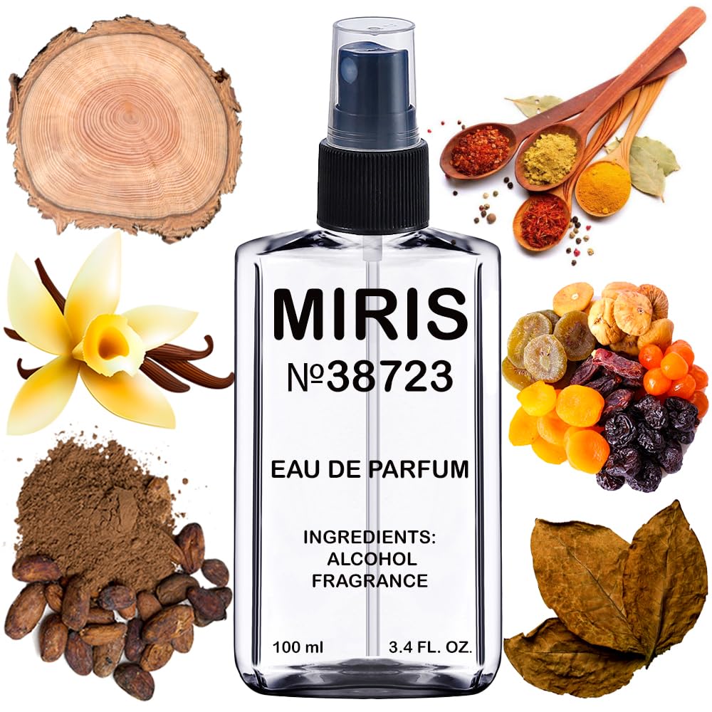 MIRIS No. 38723 tobacco-vanille bottle on display, evokes luxurious spice notes.