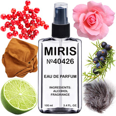 MIRIS No. 40426 bottle front view highlights elegant leather-inspired design.