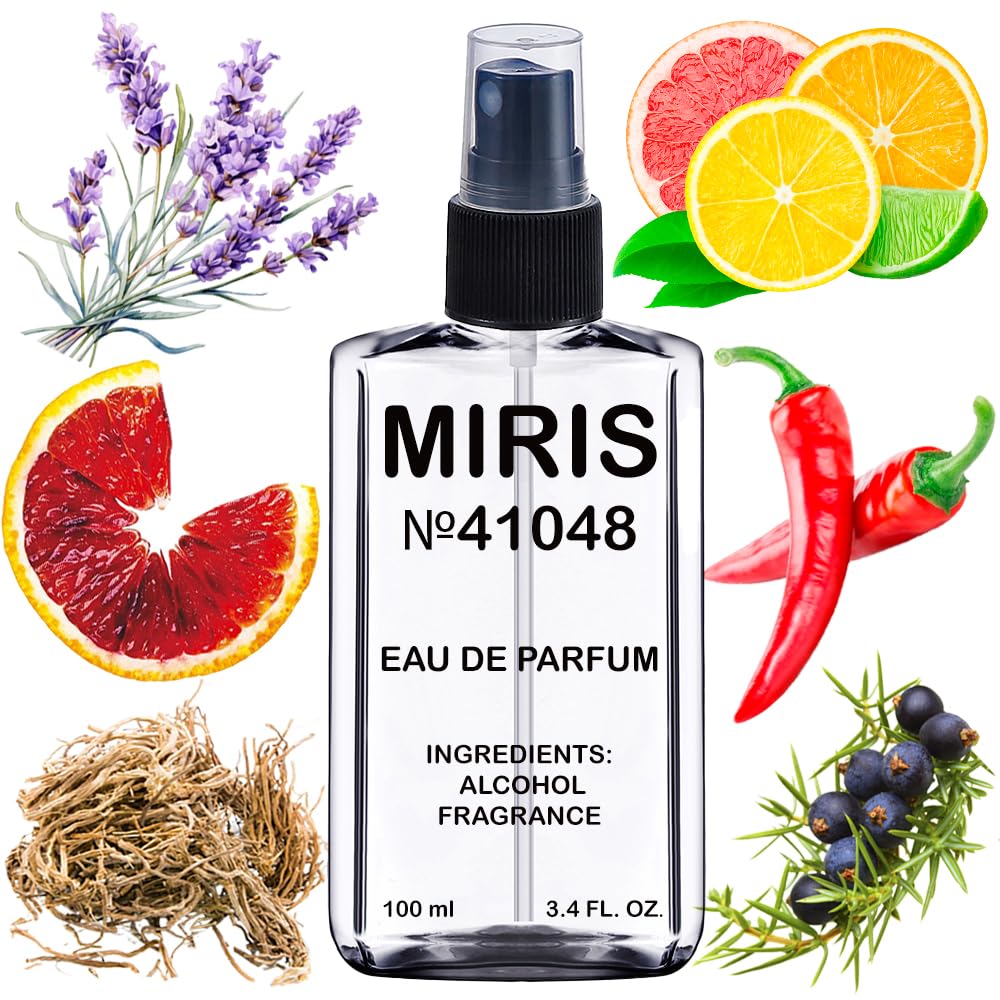 MIRIS No 41048 front bottle highlights sleek design and premium aroma.