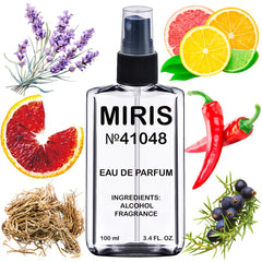 MIRIS No 41048 front bottle highlights sleek design and premium aroma.