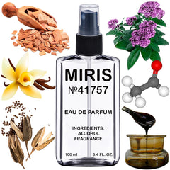 MIRIS No. 41757 bottle front, hinting at a lasting, sophisticated fragrance.