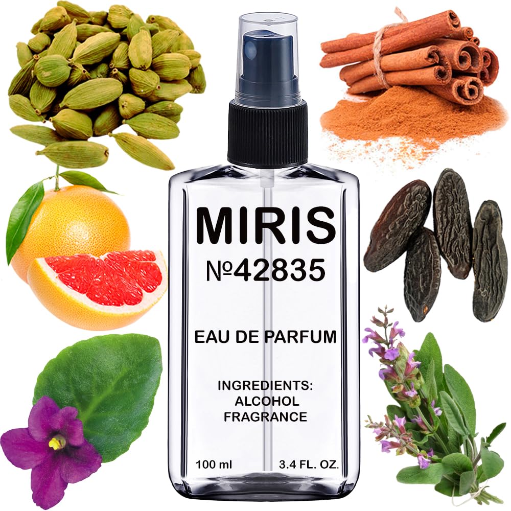 Miris No. 42835 emblem-inspired bottle front view for confident daily wear.