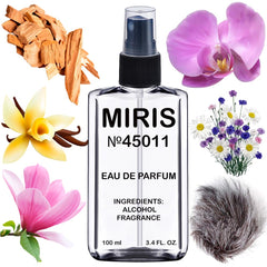 MIRIS No. 45011 front bottle view, elegant unisex fragrance for daily wear.