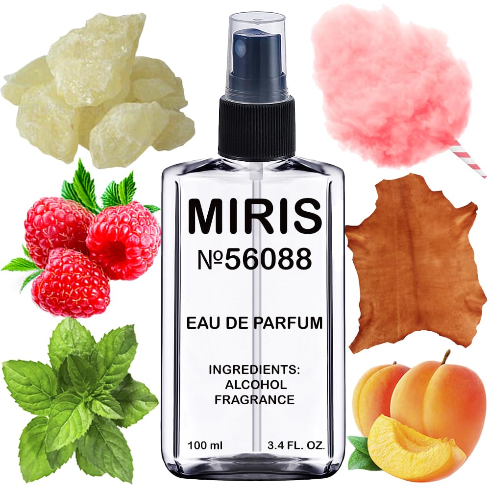 MIRIS No. 56088 bottle with spray cap showing luxurious leather scent.