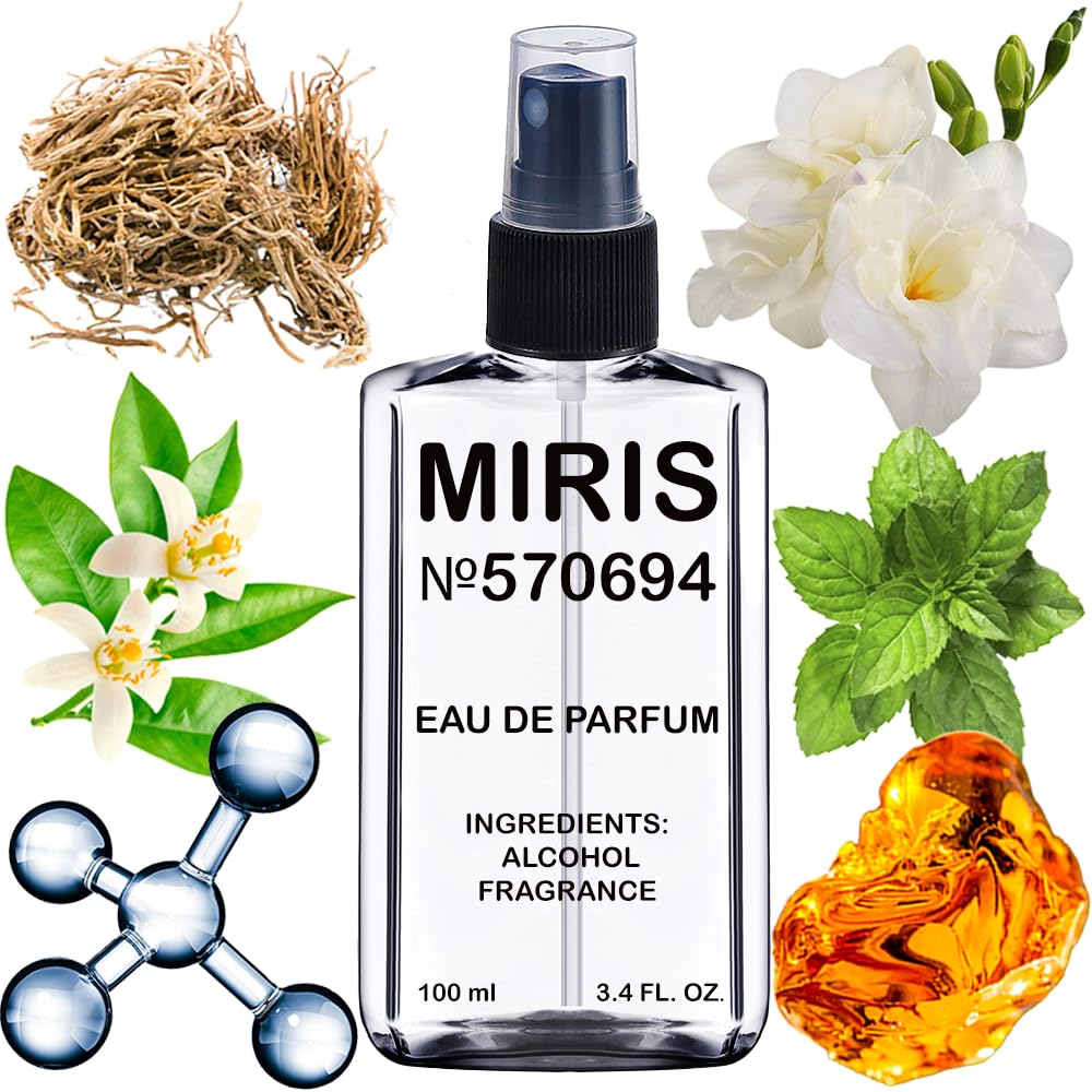MIRIS No. 570694 bottle front shows a sleek unisex perfume for daily wear.