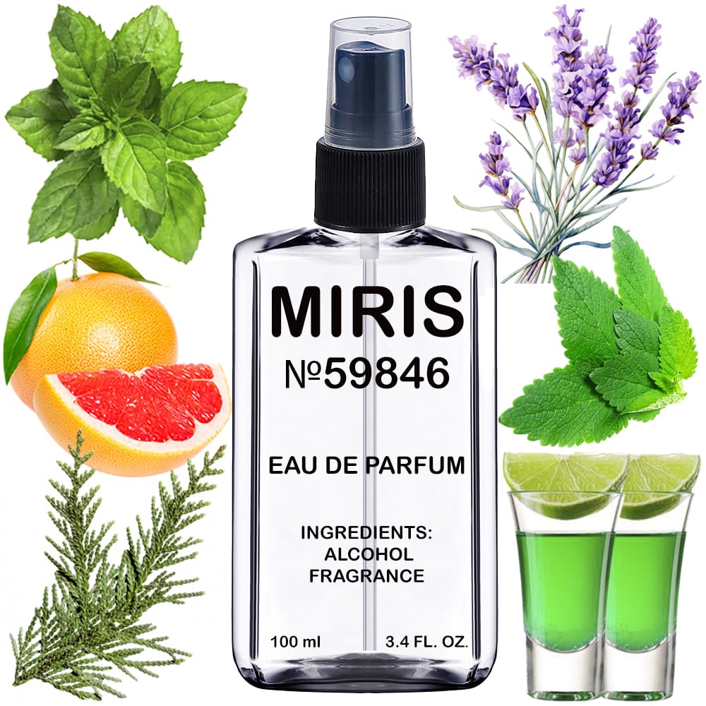 MIRIS No. 59846 front view bottle for daily, woody-gourmet fragrance.
