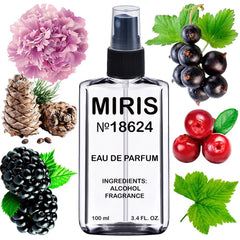 MIRIS No. 18624 bottle close-up highlighting floral-fruity notes for everyday wear.