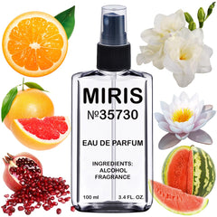 MIRIS No. 35730 bottle front view showing sleek floral-fruity design for daily elegance.