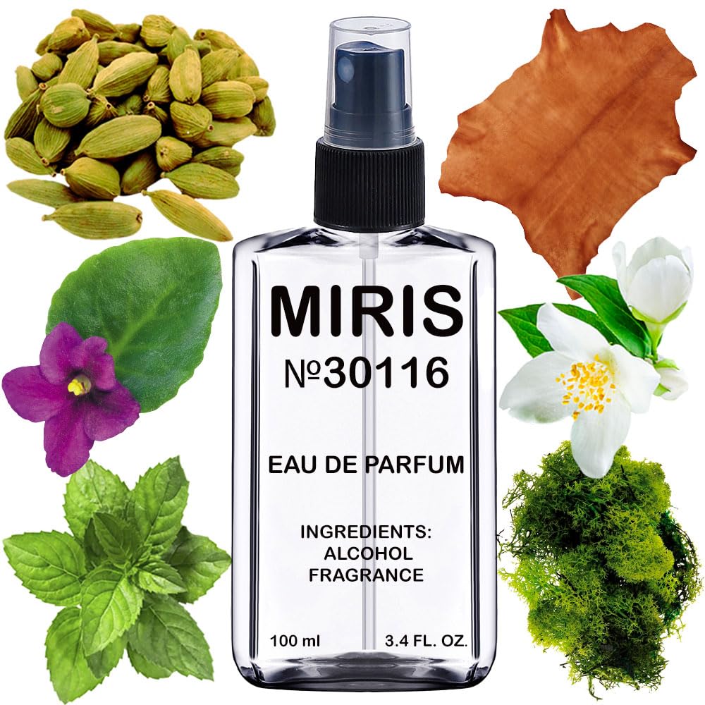 MIRIS Ombre Leather bottle front view, versatile unisex fragrance.