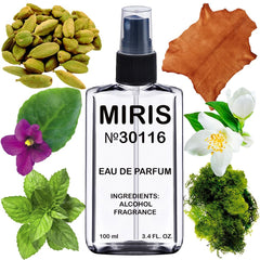 MIRIS Ombre Leather bottle front view, versatile unisex fragrance.
