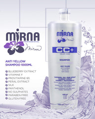 Mirna Professional Anti Yellow Shampoo lather demonstrating conditioning with silk and pearl extracts