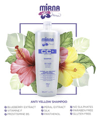 Mirna Professional Color Care NO Yellow Shampoo hair after-use appears brighter and cooler-toned.